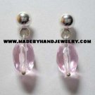 .950 Pure Silver Earrings with Pink colored Murano