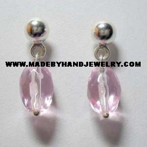 .950 Pure Silver Earrings with Pink colored Murano