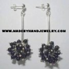 .950 Pure Silver Earrings with Black colored Murano