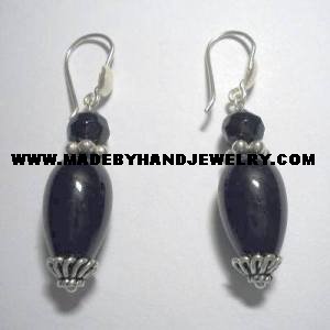 .950 Pure Silver Earrings with Black colored Murano