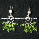 .950 Pure Silver Earrings with Green colored Murano