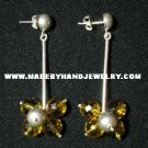 .950 Pure Silver Earrings with Amber colored Murano
