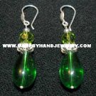 .950 Pure Silver Earrings with Green colored Murano