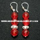 .950 Pure Silver Earrings with Red colored Murano