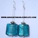 Handmade .950 pure silver earrings with Turqoise colored Murano crystal