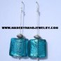 Handmade .950 pure silver earrings with Turqoise colored Murano crystal