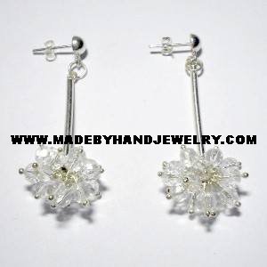 Handmade .950 Pure Silver Earrings with Clear Murano