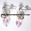 Handmade .950 Pure Silver Earrings with Pink Colored Murano