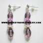 Handmade .950 Pure Silver Earrings with Lavander Murano