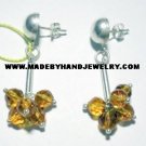 Handmade .950 Silver Earrings with Amber colored Murano