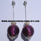 Handmade .950 Pure Silver Earrings with Grape Murano