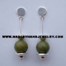.950 Pure Silver Earrings with Serpentine stone