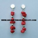 .950 Pure Silver Earrings with Red Coral