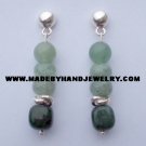 .950 Pure Silver Earrings with Jade and Aventurina