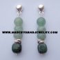 .950 Pure Silver Earrings with Jade and Aventurina
