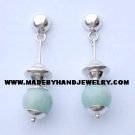 .950 Pure Silver Earrings with Light Blue Agate