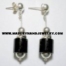 .950 Pure Silver Earrings with Black Onyx