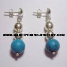 .950 Pure Silver Earrings with Turqoise