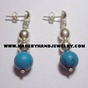 .950 Pure Silver Earrings with Turqoise
