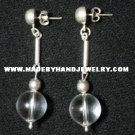 .950 Pure Silver Earrings with Clear Quartz