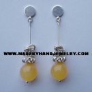 Handmade .950 Pure silver Earrings with Light Blue Agate