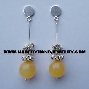 Handmade .950 Pure silver Earrings with Light Blue Agate