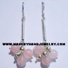 Handmade .950 Pure Silver Earrings with Pink Quartz