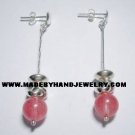 Handmade .950 Pure Silver Earrings with Rodocrocite