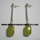 Handmade .950 Pure Silver Earrings with Serpentine