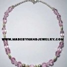 Handmade .950 Silver Necklace with Pink Colored Crystal Murano