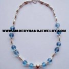 Handmade .950 Silver Necklace with Light Blue Colored Murano