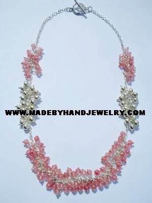 .950 Silver Necklace with Rodocrosite *EMAIL SIZE FOR AVAILABILITY AND PRICE*
