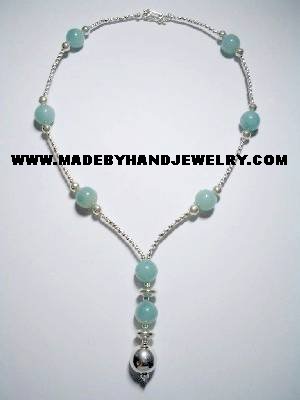 .950 Silver Necklace with Light Blue Agate *EMAIL SIZE FOR AVAILABILITY AND PRICE*
