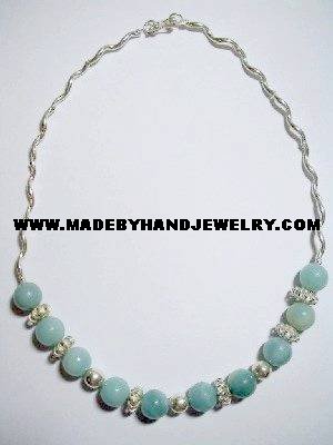 .950 Silver Necklace with Light Blue Agate *EMAIL SIZE FOR AVAILABILITY AND PRICE*
