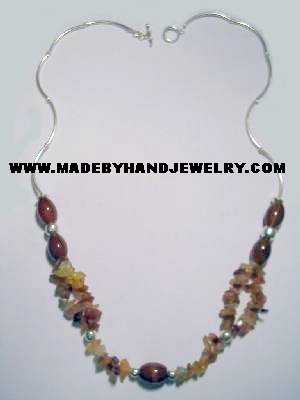 Handmade .950 Silver Necklace with REAL Brown Agate