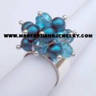 .950 Silver Ring with Murano and Japanese Pearls *EMAIL SIZE FOR AVAILABILITY AND PRICE*