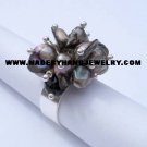 Handmade .950 Silver Ring with Black Murano and River Pearls