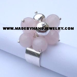 Handmade .950 Silver Ring with Pink Quartz Stone