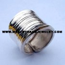 .950 Silver Cylinder Ring with Line Designs