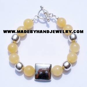 .950 Silver Bracelet with Yellow Agate *EMAIL SIZE FOR AVAILABILITY AND PRICE*