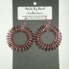 Round Cotton Candy Pink/Chocolate Brown Aluminum Earrings -FREE SHIPPING-