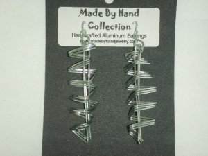 Long Metallic Silver Aluminum Earrings -FREE SHIPPING-