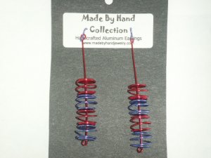 Long Wild Red/Skittle Purple Aluminum Earrings -FREE SHIPPING-