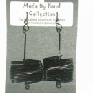 Midnight Black Tight Zig Zag Design Aluminum Earrings -FREE SHIPPING-