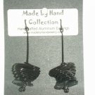 Midnight Black Twisted Oval Design Aluminum Earrings -FREE SHIPPING-