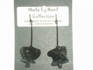 Midnight Black Twisted Oval Design Aluminum Earrings -FREE SHIPPING-