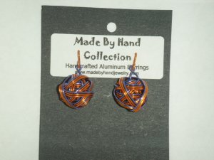 Penny Copper/Skittle Purple Small Weaved Ball Design Aluminum Earrings -FREE SHIPPING-