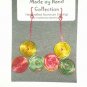 Sunrise Yellow/Wild Red/Forrest Green Triple Circles Design Aluminum Earrings -FREE SHIPPING-