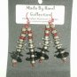 Wild Red/Metallic Silver/Midnight Black Double Linear Design Aluminum Earrings -FREE SHIPPING-