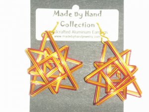 Penny Copper/Wild Red/Sunrise Yellow Triple Star Design Aluminum Earrings -FREE SHIPPING-